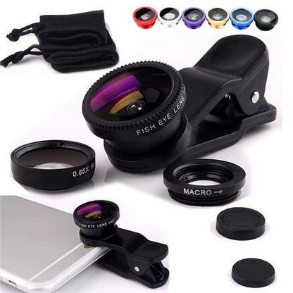 Fish Eye for Iphone Huawei Samsung Xiaomi Telefoon Phone Lens Fisheye +Wide Angle +Macro Camera Lenses Objetivo Movil Telelens